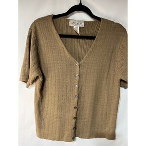 Jones Wear Sport Womens Cardigan‎ Top Button Up Short Sleeve Knit M